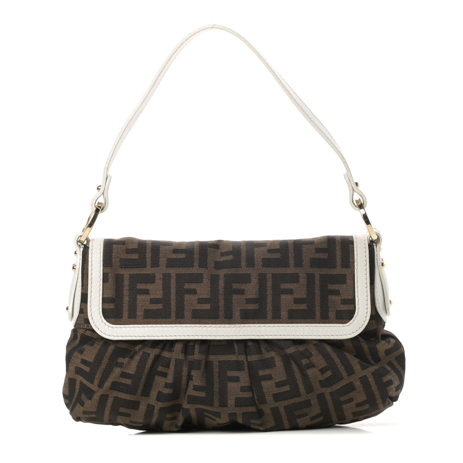Fendi Zucca Cuoio Lucido Small Chef Shoulder Bag Tobacco White 1 of 12