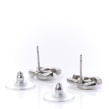 Chanel Crystal Mini Timeless CC Earrings Silver 3 of 4
