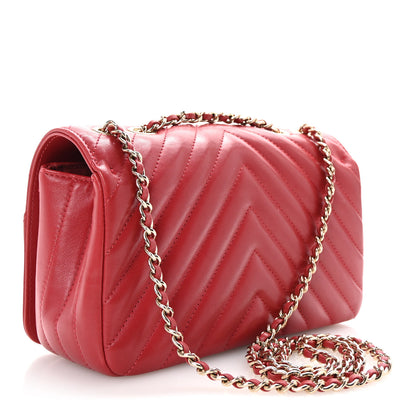 Chanel Calfskin Chevron Quilted Mini Statement Flap Red 3 of 10
