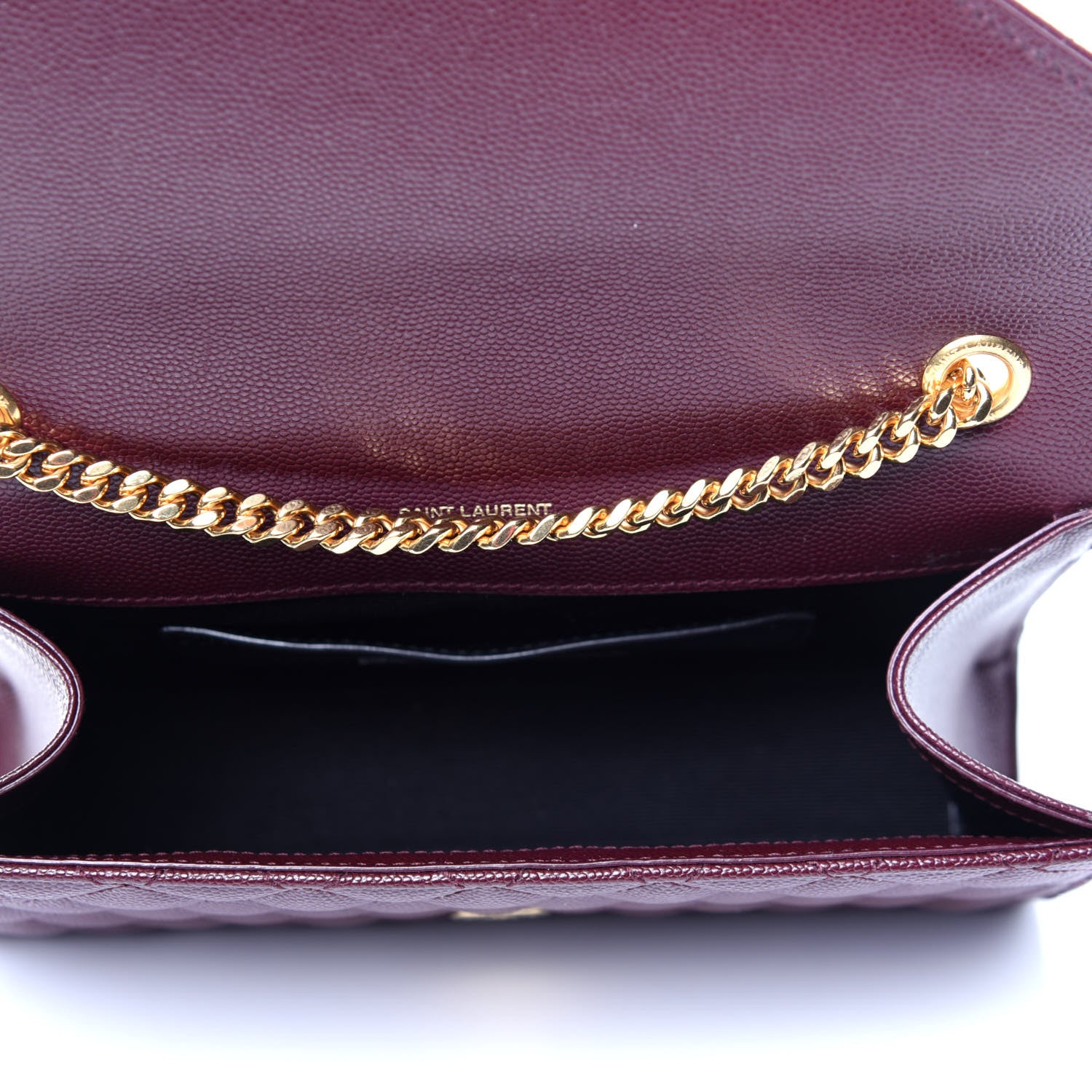 Saint Laurent Grain De Poudre Textured Mixed Matelasse Triquilt Small Monogram Satchel Burgundy 5 of 10
