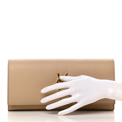 Saint Laurent Grain De Poudre Classic Monogram Cassandre Clutch Dark Beige 2 of 7