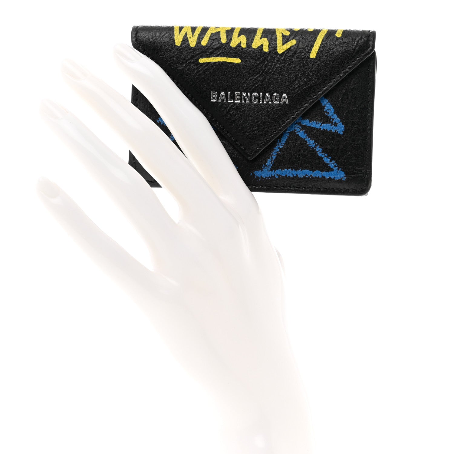 Balenciaga Agneau Graffiti Mini Papier Wallet Black Multicolor 2 of 7