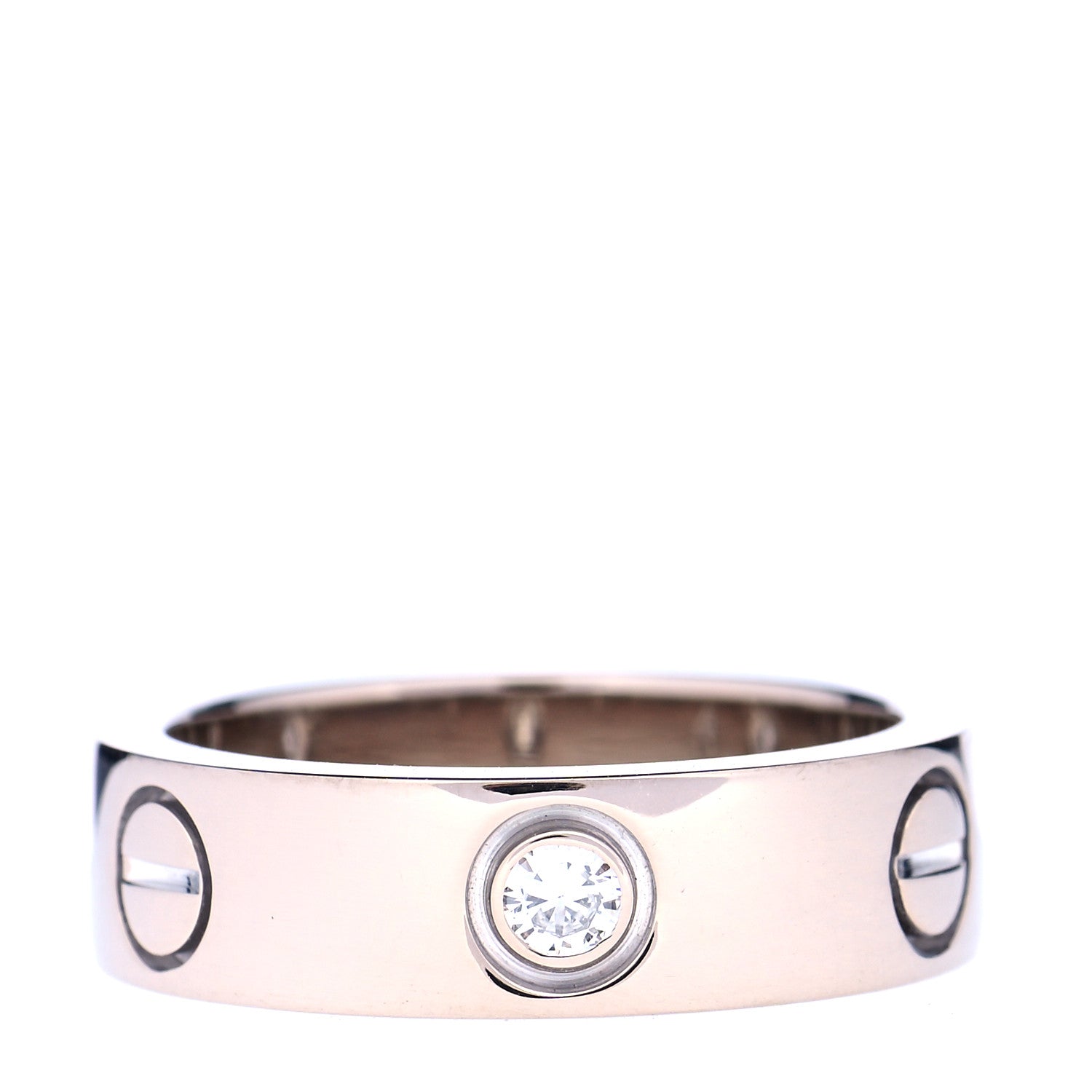 Cartier 18K White Gold 3 Diamond 5.5mm LOVE Ring 51 5.75 1 of 5