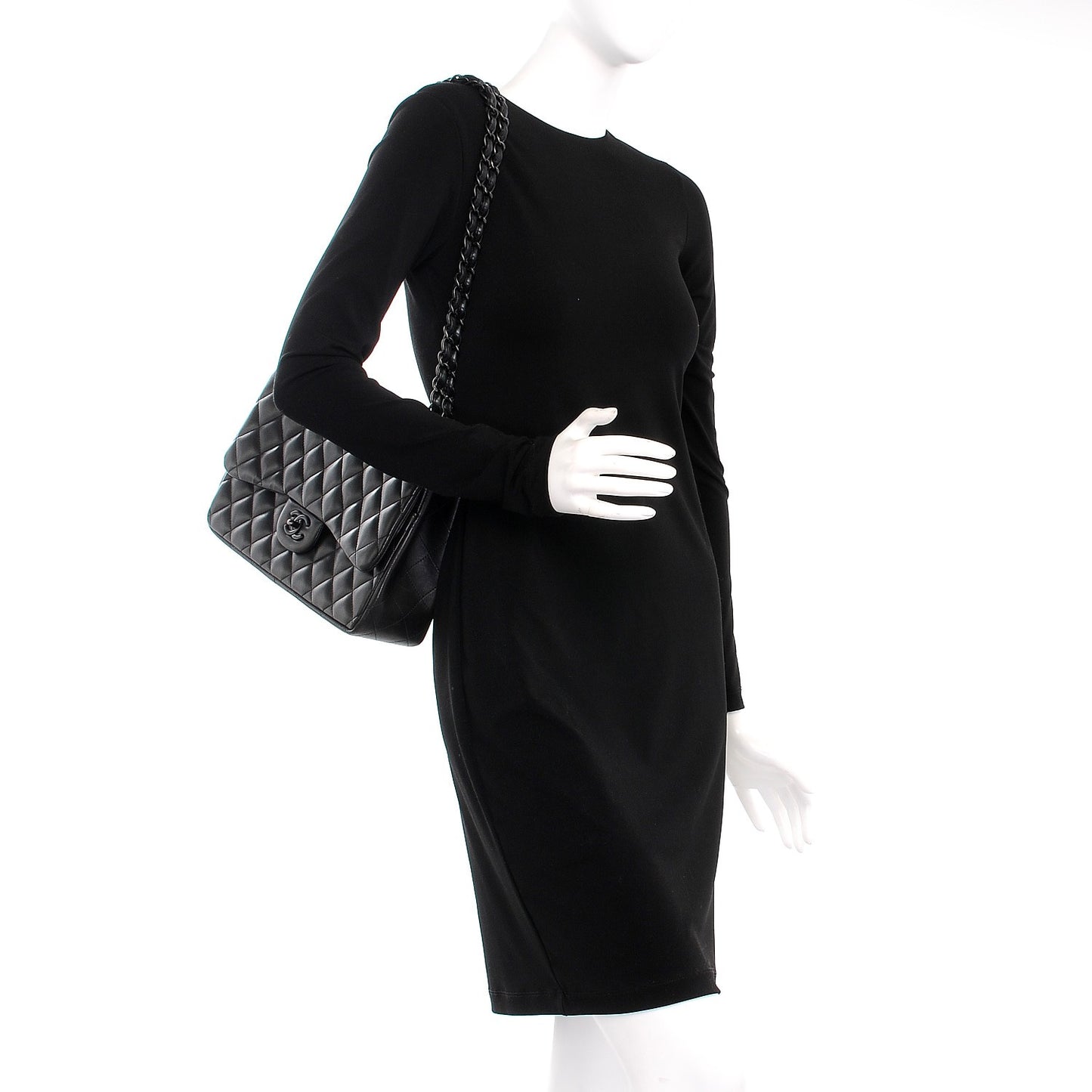 Lambskin Quilted Jumbo Double Flap So Black