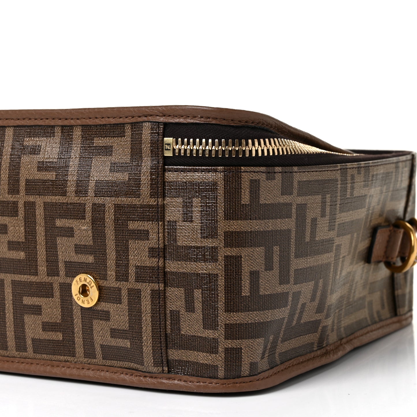 Glazed Fabric FF 1974 Karligraphy Small Travel Bag Mogano Panna