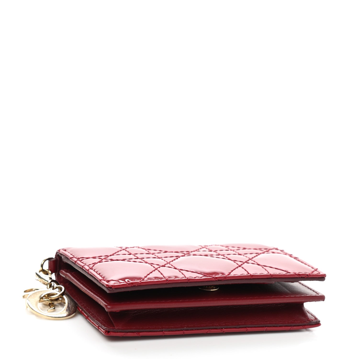 Christian Dior Patent Cannage Small Lady Dior Flap Card Holder Scarlet 4 of 8
