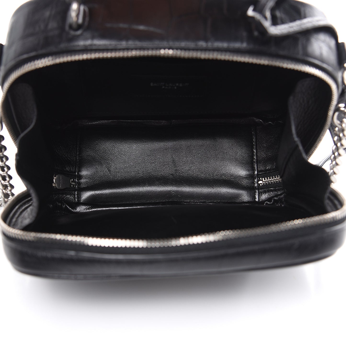 Calfskin Crocodile Embossed Monogram Lunch Box Bag Black