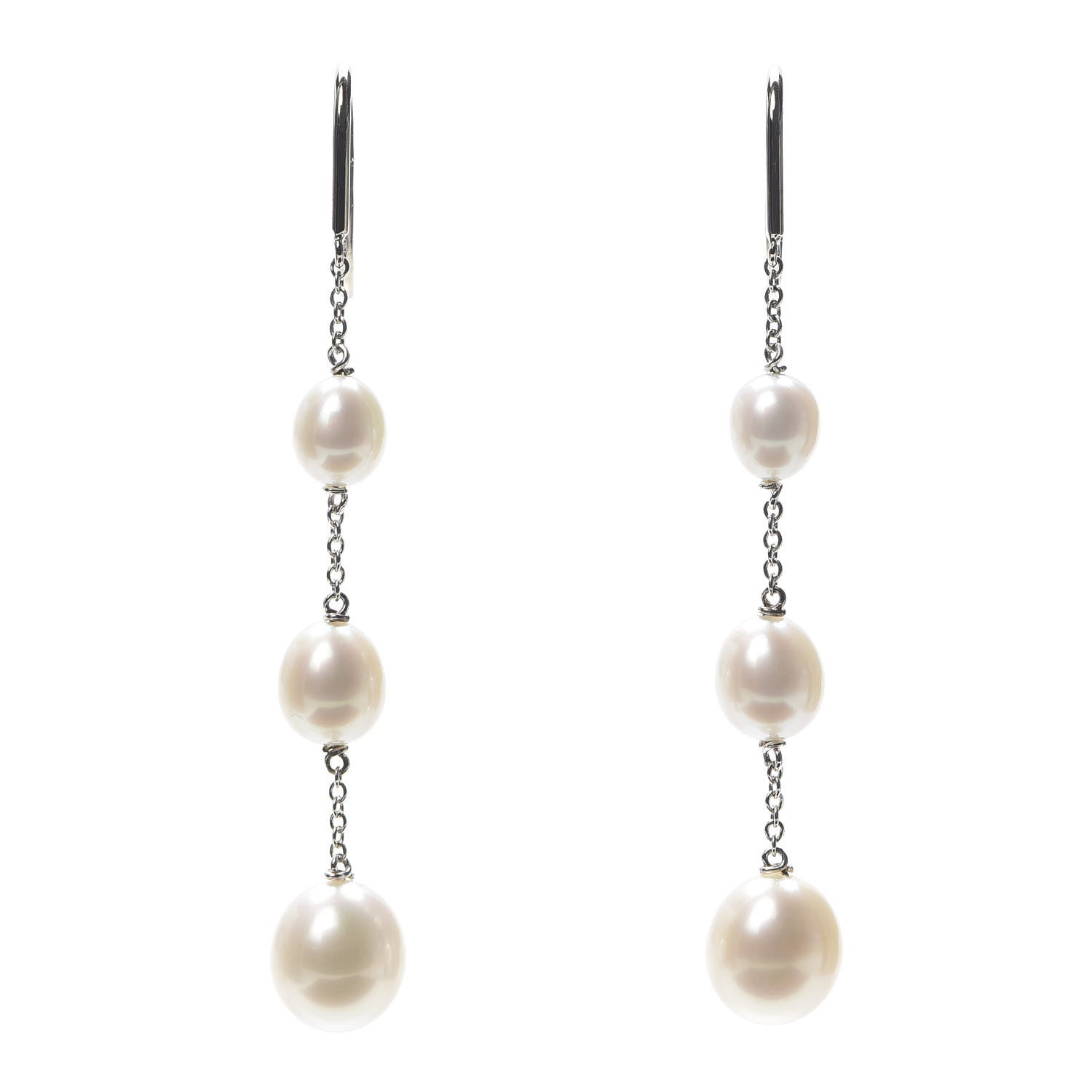 Tiffany Sterling Silver Pearl Elsa Peretti Pearls By The Yard Chain Earrings 1 of 4