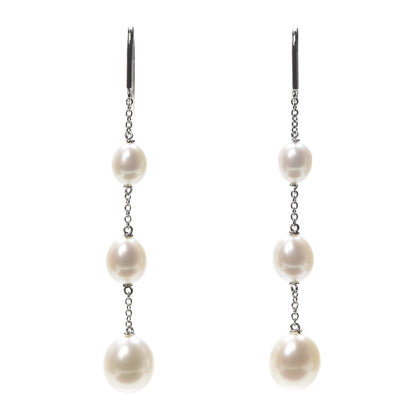 Tiffany Sterling Silver Pearl Elsa Peretti Pearls By The Yard Chain Earrings 1 of 4