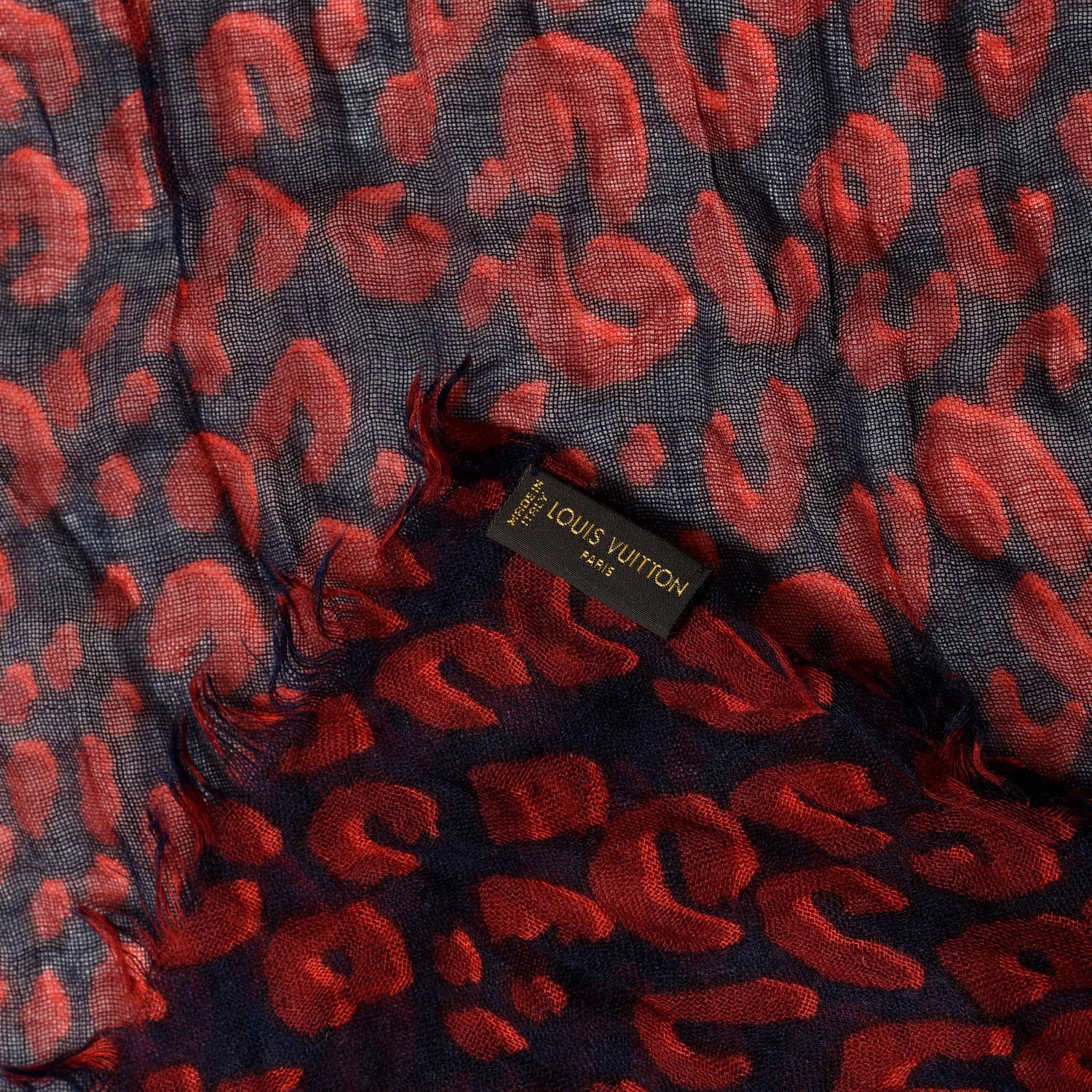 Louis Vuitton Cotton Leopard Stole Rouge Fauviste 2 of 3