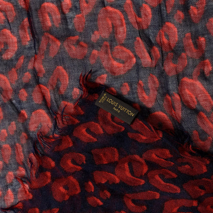 Louis Vuitton Cotton Leopard Stole Rouge Fauviste 2 of 3