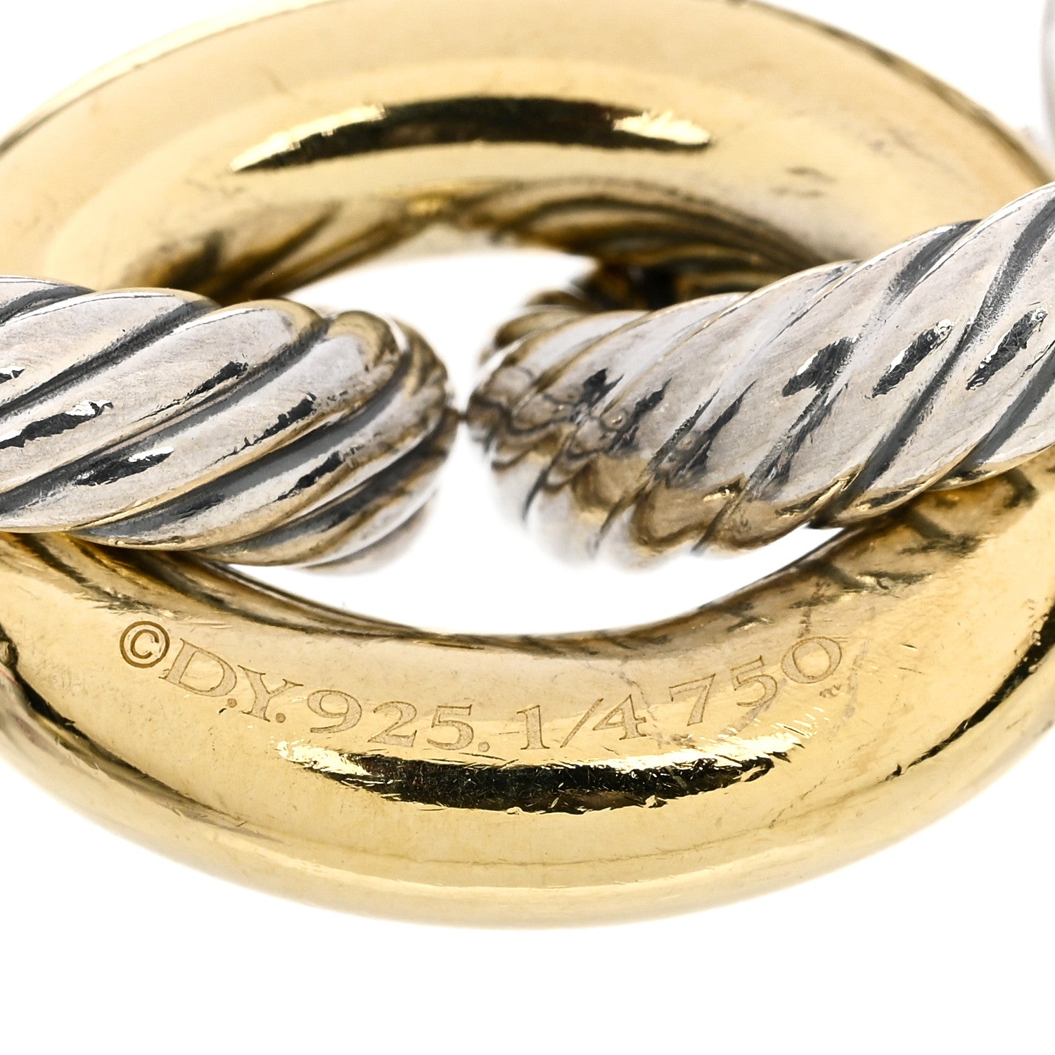 David Yurman Sterling Silver 18K Yellow Gold 19mm Extra Large Oval Link Bracelet 3 of 3