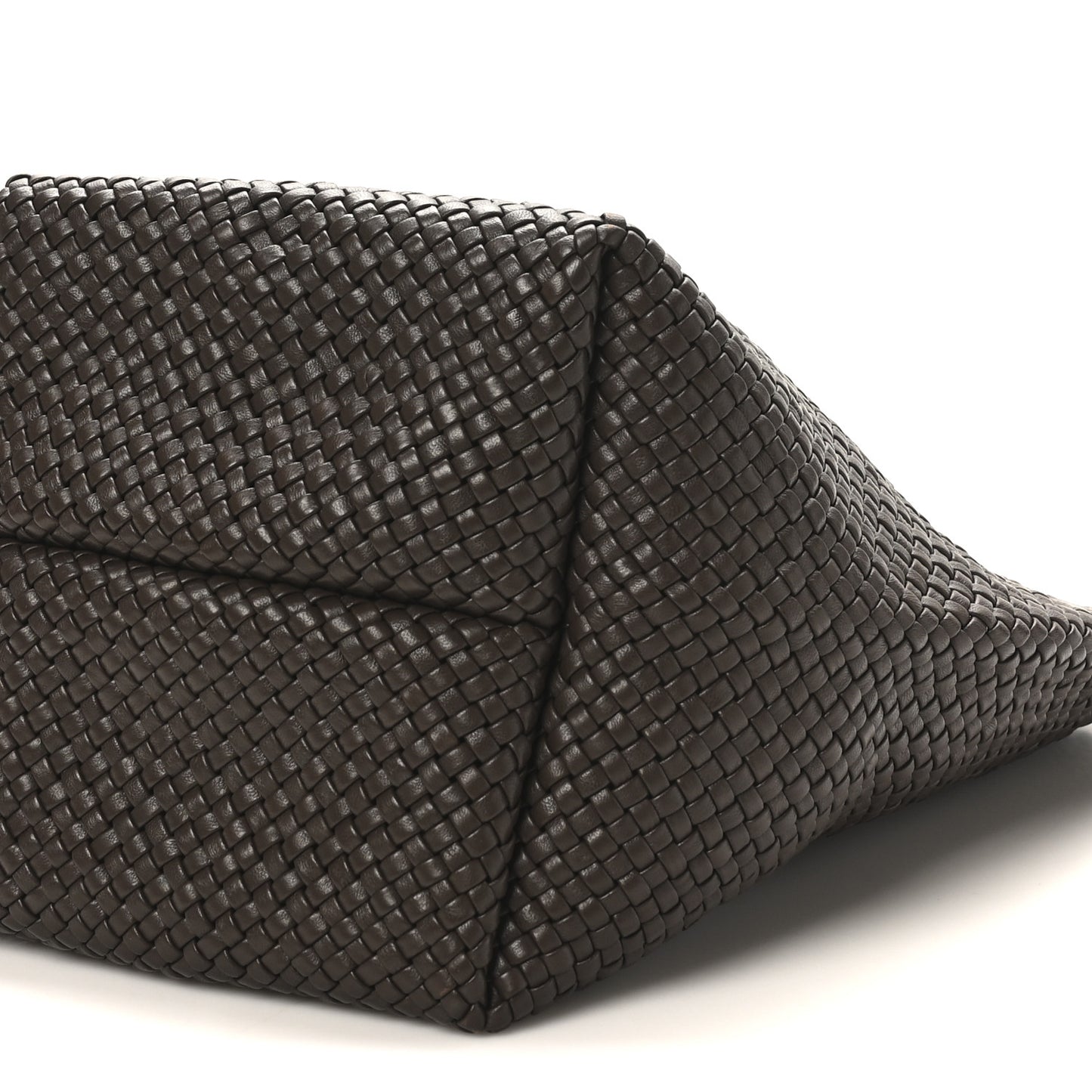 Woven Calfskin Medium N/S Tote Bag Dark Brown