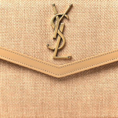 Saint Laurent Micro Raffia Uptown Pouch Natural Hay Blush 8 of 11