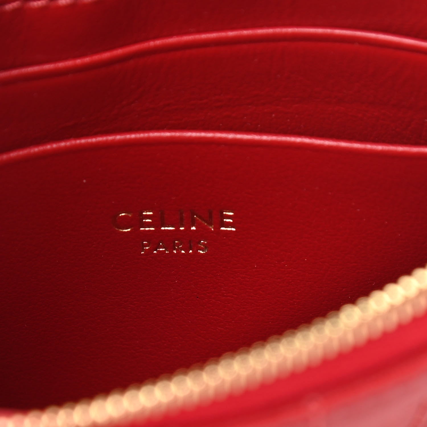 Celine Calfskin Quilted C Charm Coin Card Pouch Red 6 of 9