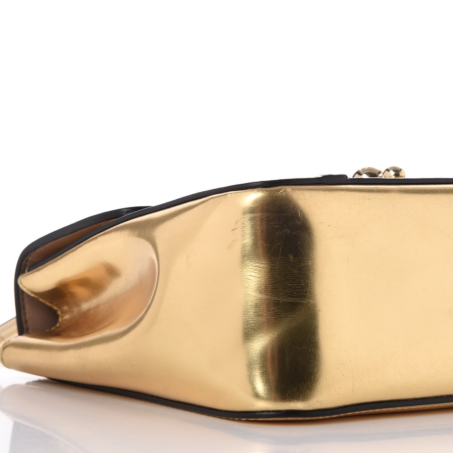 Metallic Calfskin Small Elsie Shoulder Bag Gold