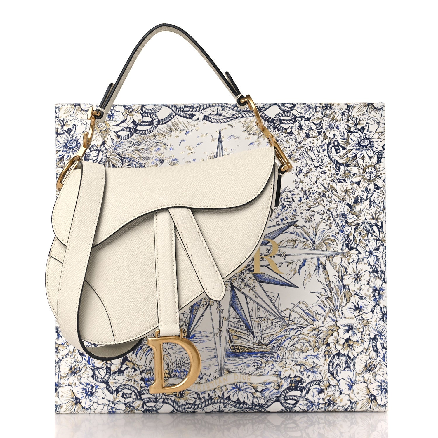 Christian Dior Grained Calfskin Mini Saddle Bag With Strap White 11 of 11