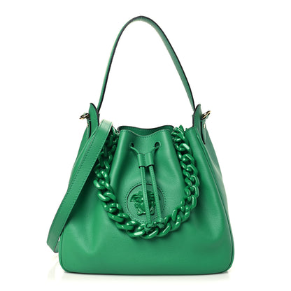 Versace Grained Calfskin La Medusa Bucket Bag Green 1 of 8