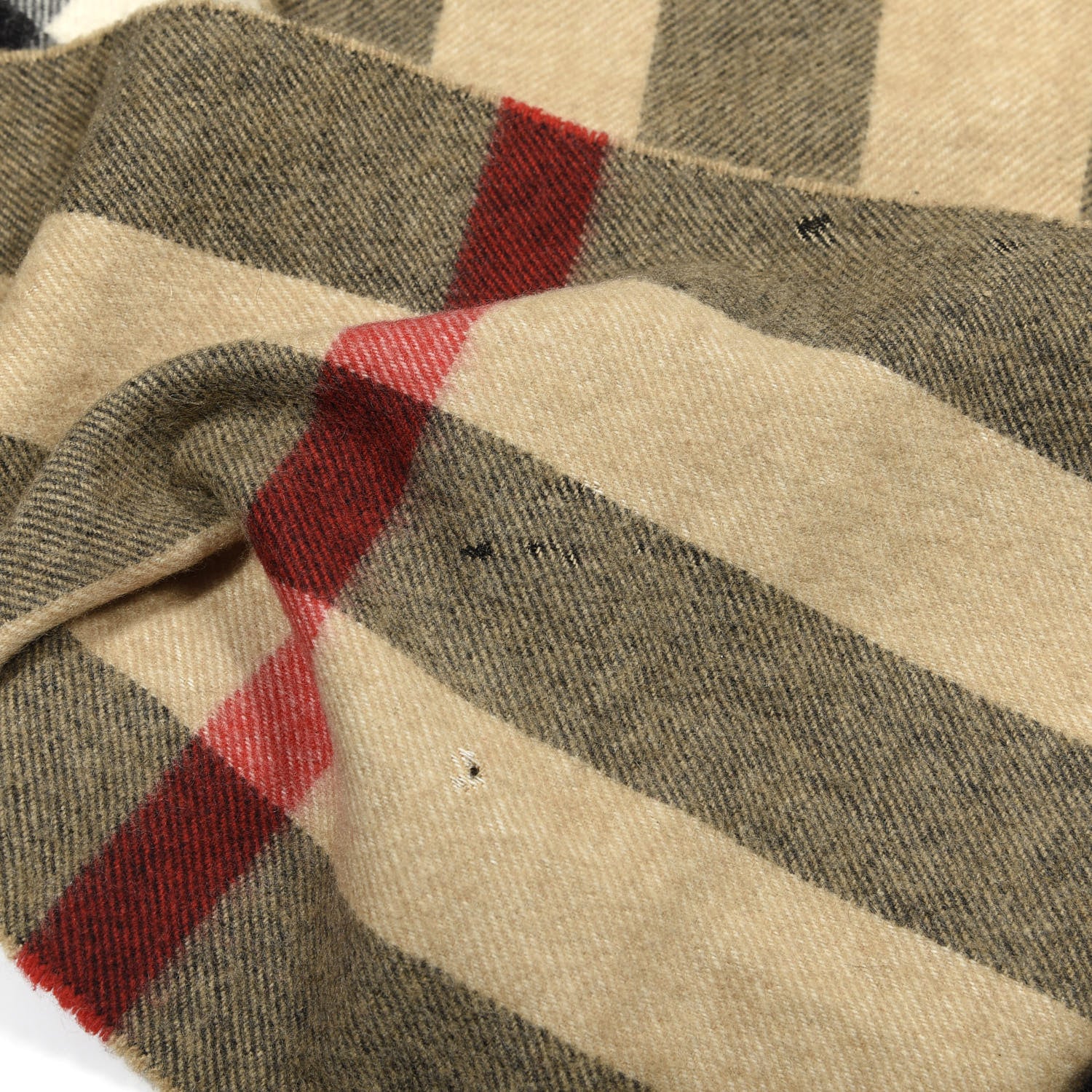 Burberry Cashmere Mega Check Fringe Scarf Camel 4 of 5