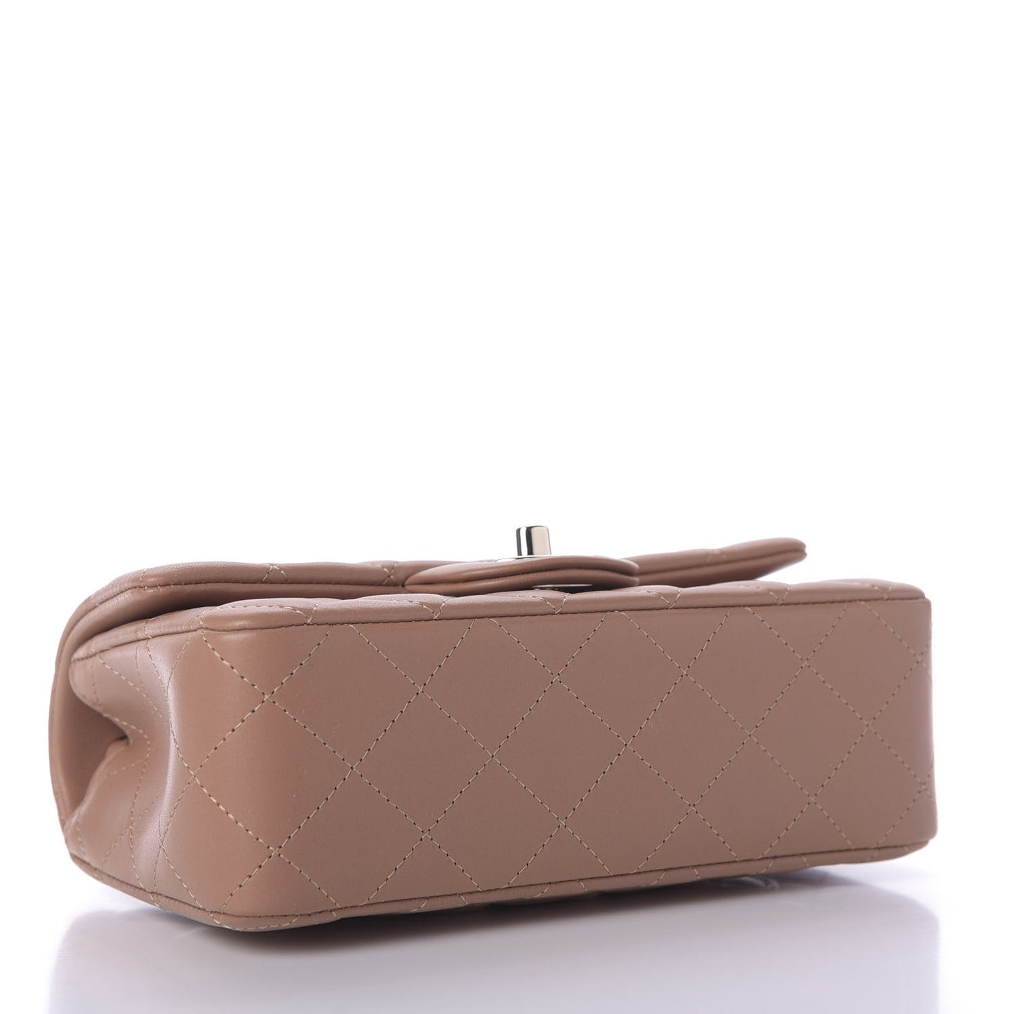 Lambskin Quilted Mini Rectangular Flap Brown