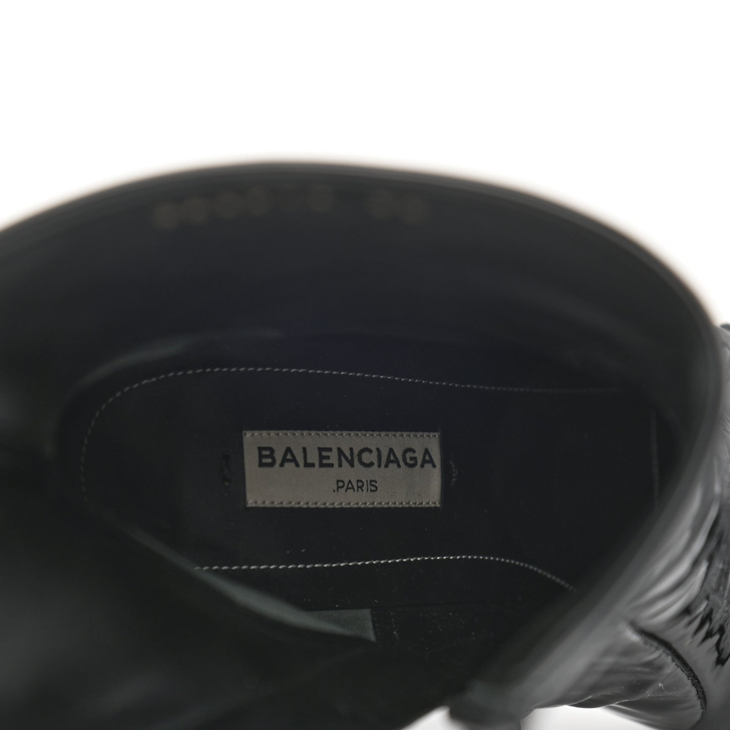 Patent Calfskin Scuba Wedge Ankle Boots 35 Black Gray