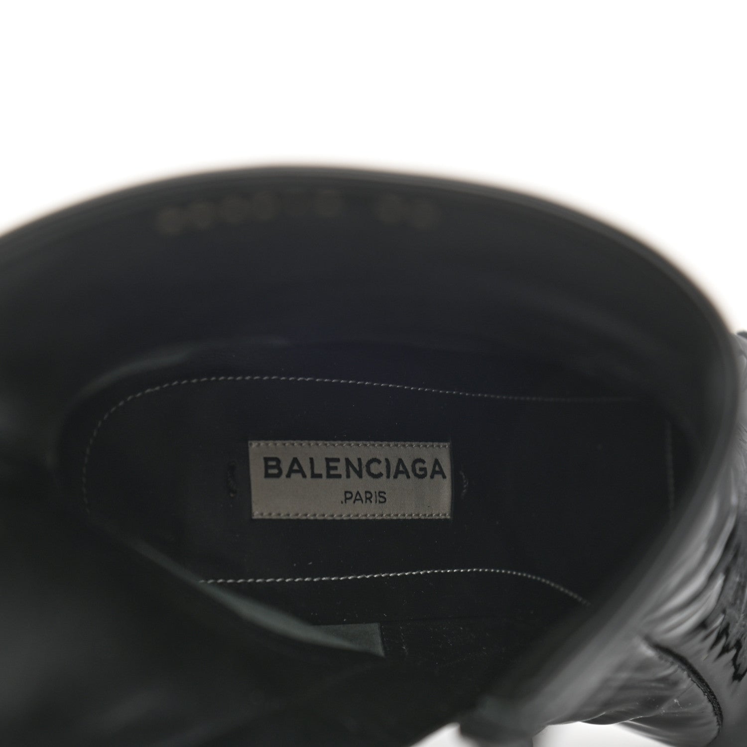 Balenciaga Patent Calfskin Scuba Wedge Ankle Boots 35 Black Gray 7 of 9