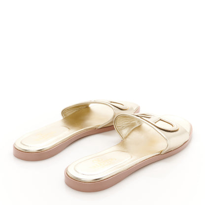 Valentino Garavani Metallic Nappa Vlogo Flat Slide Sandals 39 Antique Brass 5 of 9
