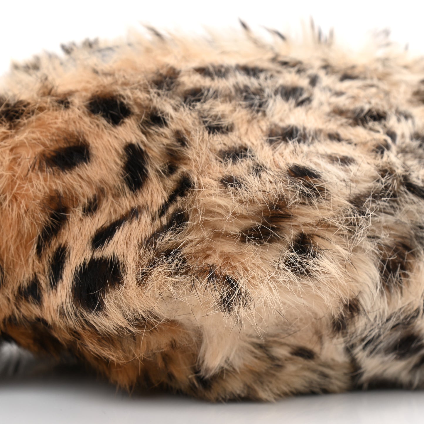 Rabbit Fur Leopard Print Belt Bag Beige