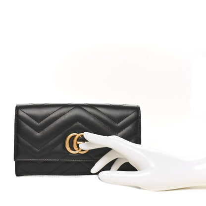 Gucci Calfskin Matelasse GG Marmont Continental Wallet Black 2 of 10