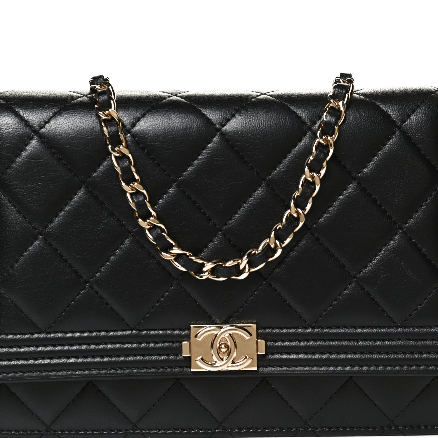 Chanel Lambskin Quilted Boy Wallet On Chain WOC Black 8 of 11