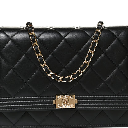 Chanel Lambskin Quilted Boy Wallet On Chain WOC Black 8 of 11