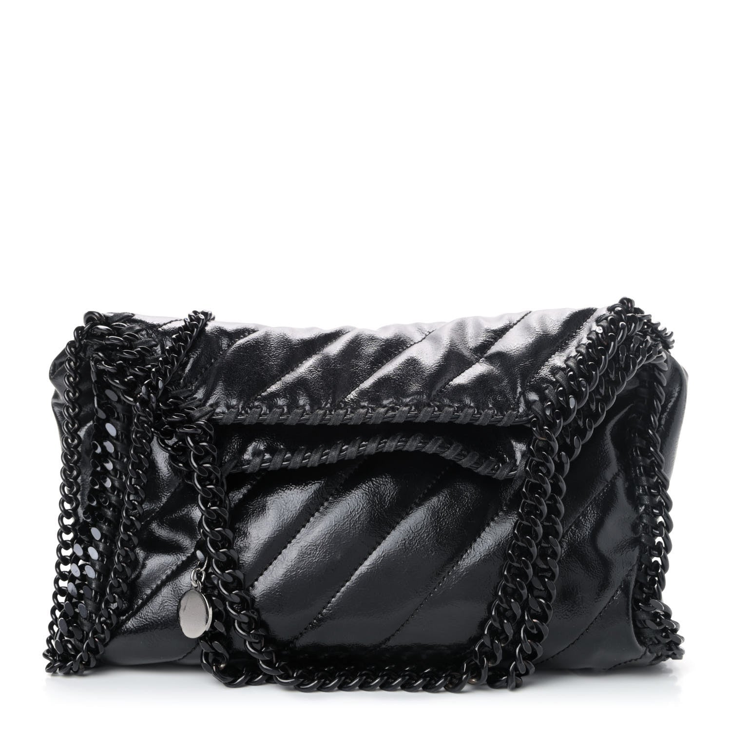 Stella McCartney Patent Eco Alter Nappa Quilted Mini Falabella Fold Over Tote Black 1 of 4