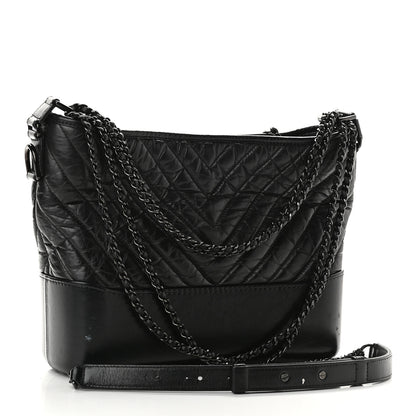 Chanel Aged Calfskin Chevron Quilted Medium Gabrielle Hobo So Black 3 of 11