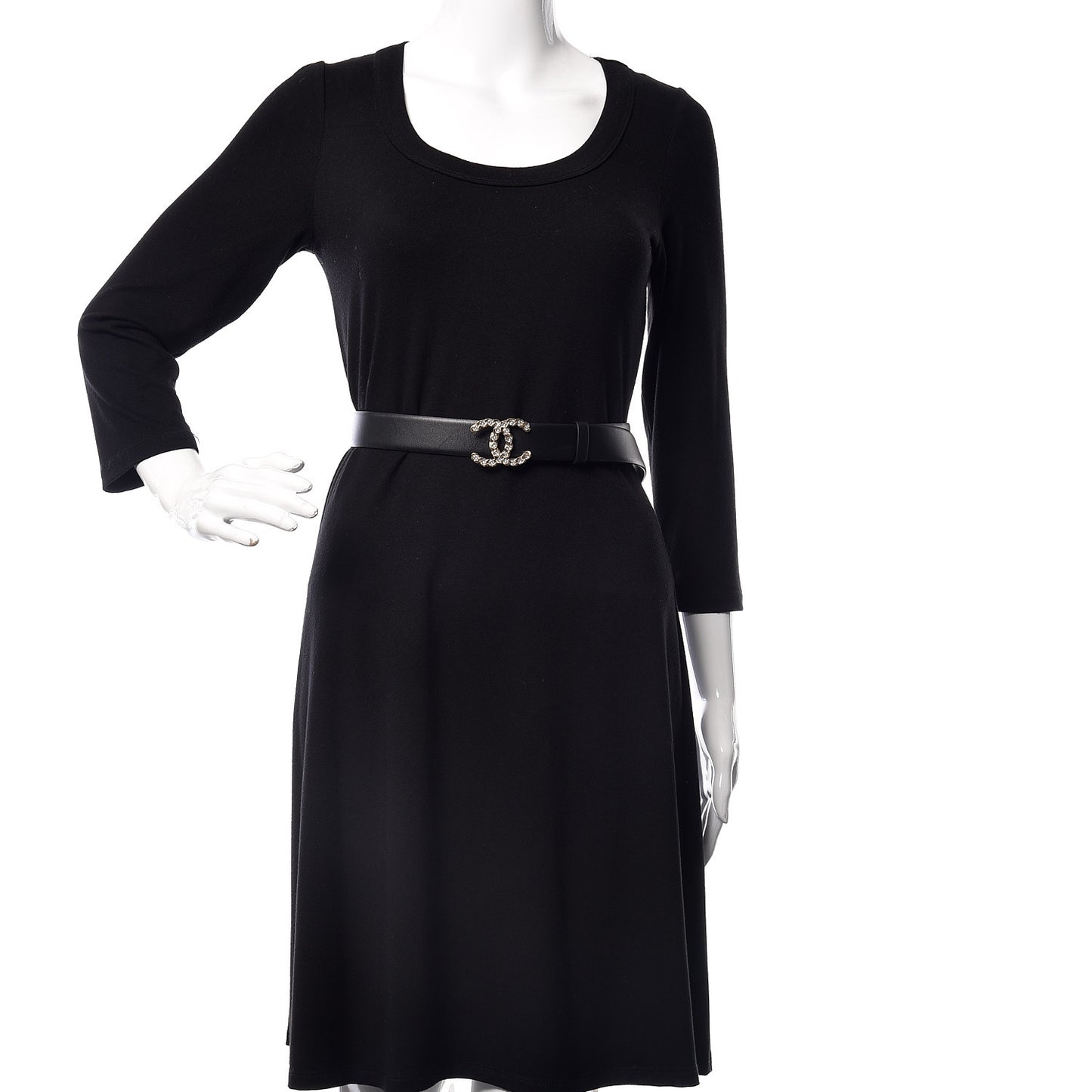 Calfskin Crystal CC Chain Belt 95 38 Black
