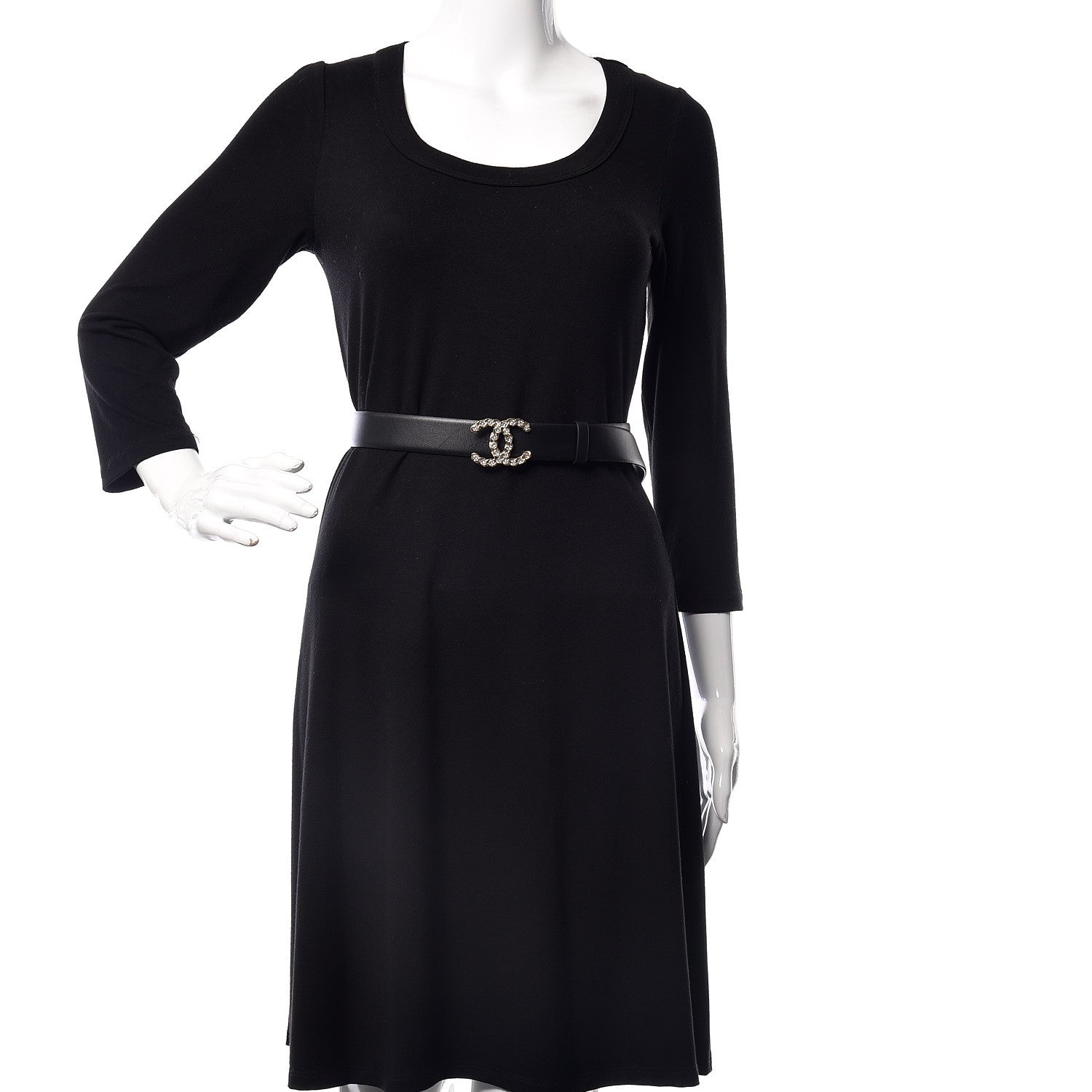 Chanel Calfskin Crystal CC Chain Belt 95 38 Black 2 of 7
