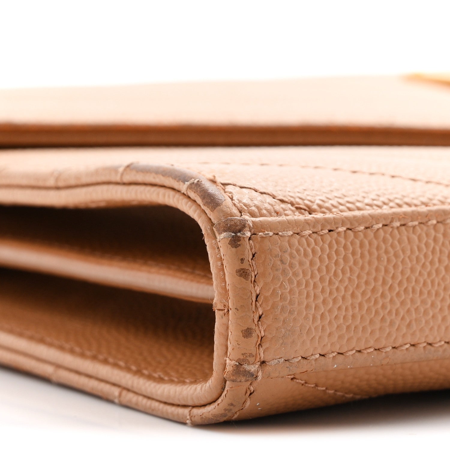 Saint Laurent Grain De Poudre Matelasse Chevron Monogram Chain Wallet Natural Dark 9 of 12