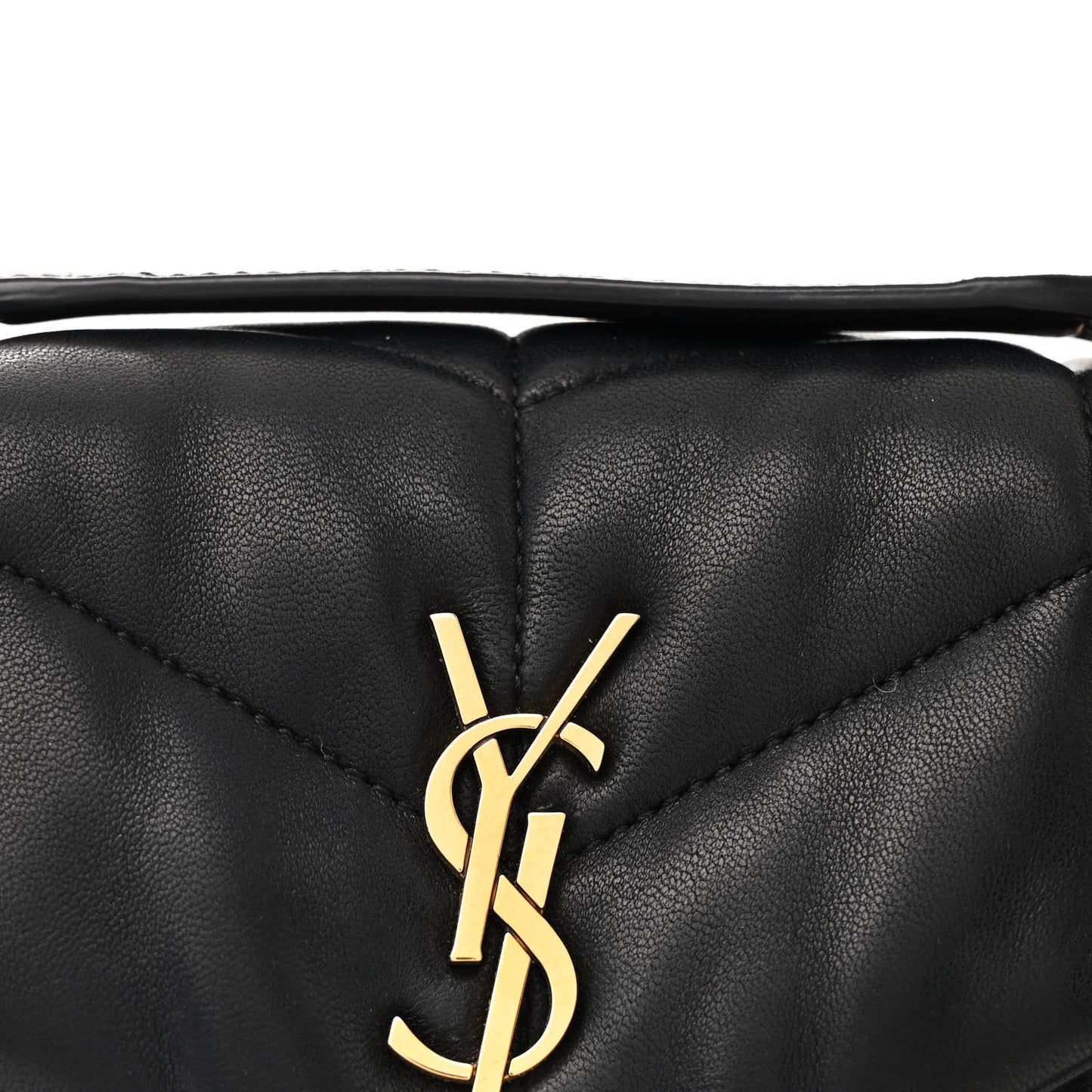 Lambskin Quilted Toy Loulou Puffer Monogram Chain Satchel Black