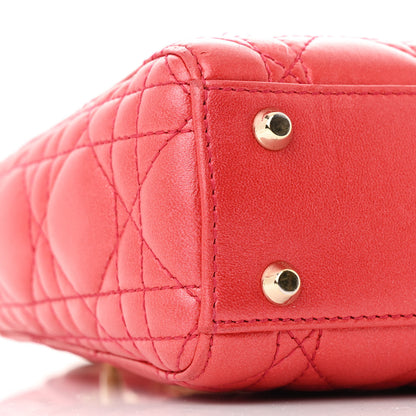 Christian Dior Metallic Lambskin Cannage Mini Lady Dior Red 9 of 10