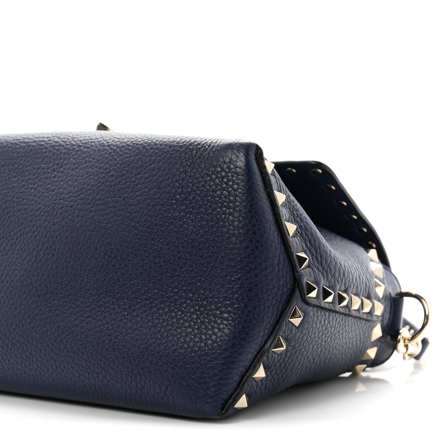 Valentino Garavani Pebbled Calfskin Rockstud Flip Lock Top Handle Bag Blue 9 of 9