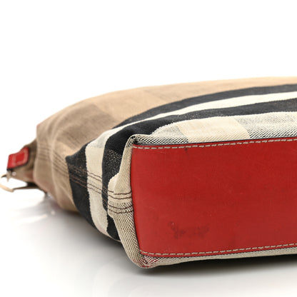 Burberry Canvas Mega Check Medium Tottenham Brit Tote Cadmium Red 8 of 13