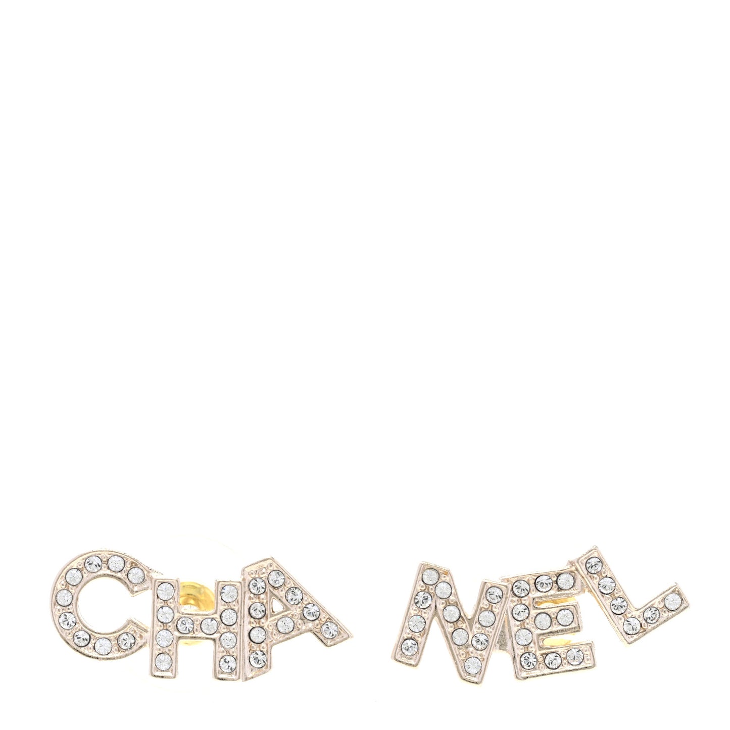 Crystal Cha-Nel Logo Earrings Gold
