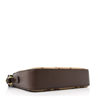Gucci Monogram Jumbo GG Textured Dollar Calfskin Web Messenger Shoulder Bag Camel Ebony New Acero 4 of 11