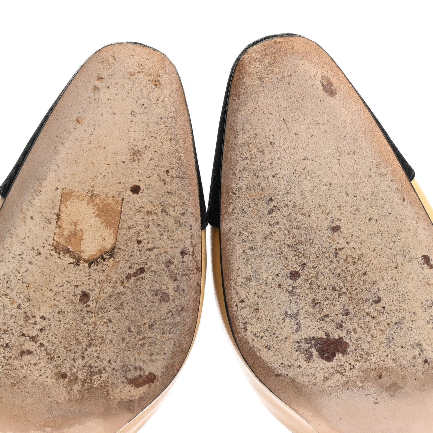 Goatskin Grosgrain Cap Toe CC Slingback Sandals 38.5 Beige Black