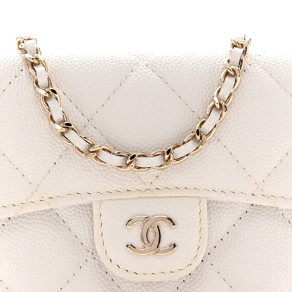 Chanel Caviar Quilted Flap Card Holder On Chain White 4 of 11