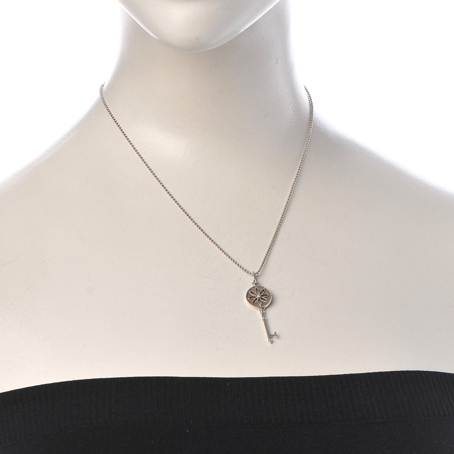 Sterling Silver Diamond Small Daisy Key Pendant Necklace