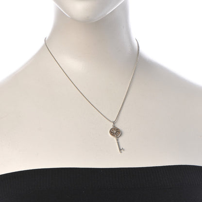 Tiffany Sterling Silver Diamond Small Daisy Key Pendant Necklace 2 of 9