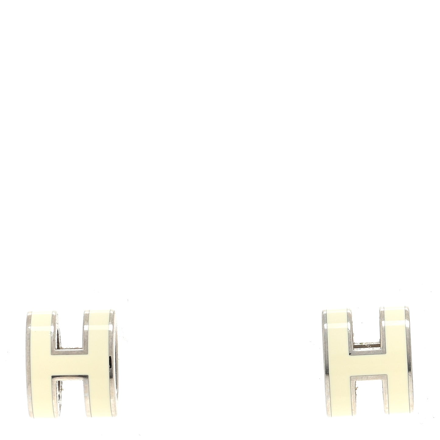 Palladium Lacquered Mini Pop H Earrings White