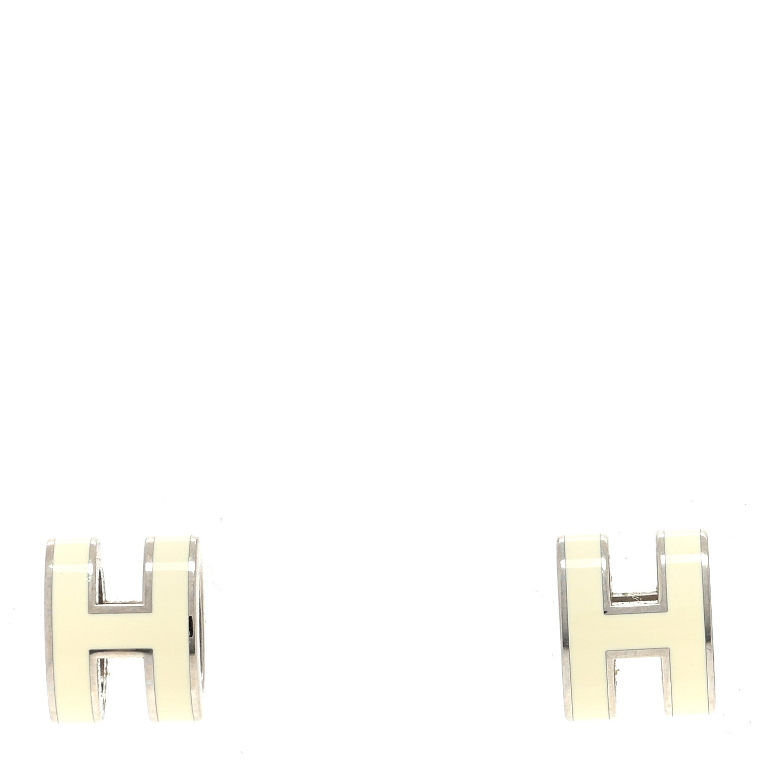 Hermes Palladium Lacquered Mini Pop H Earrings White 1 of 5
