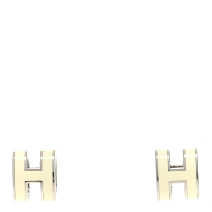 Hermes Palladium Lacquered Mini Pop H Earrings White 1 of 5
