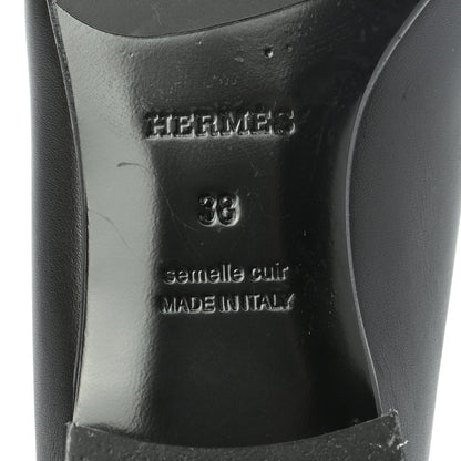 Hermes Calfskin Womens Paris Loafers 38 Black White 6 of 8